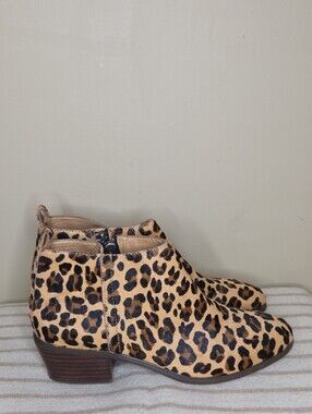 J. Crew Leopard Print Calf Hair Leather Ankle Boots Booties Sz 6